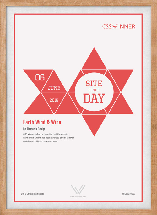 Earth Wind Wine miglior sito internazionale del giorno 6 Giugno 2016